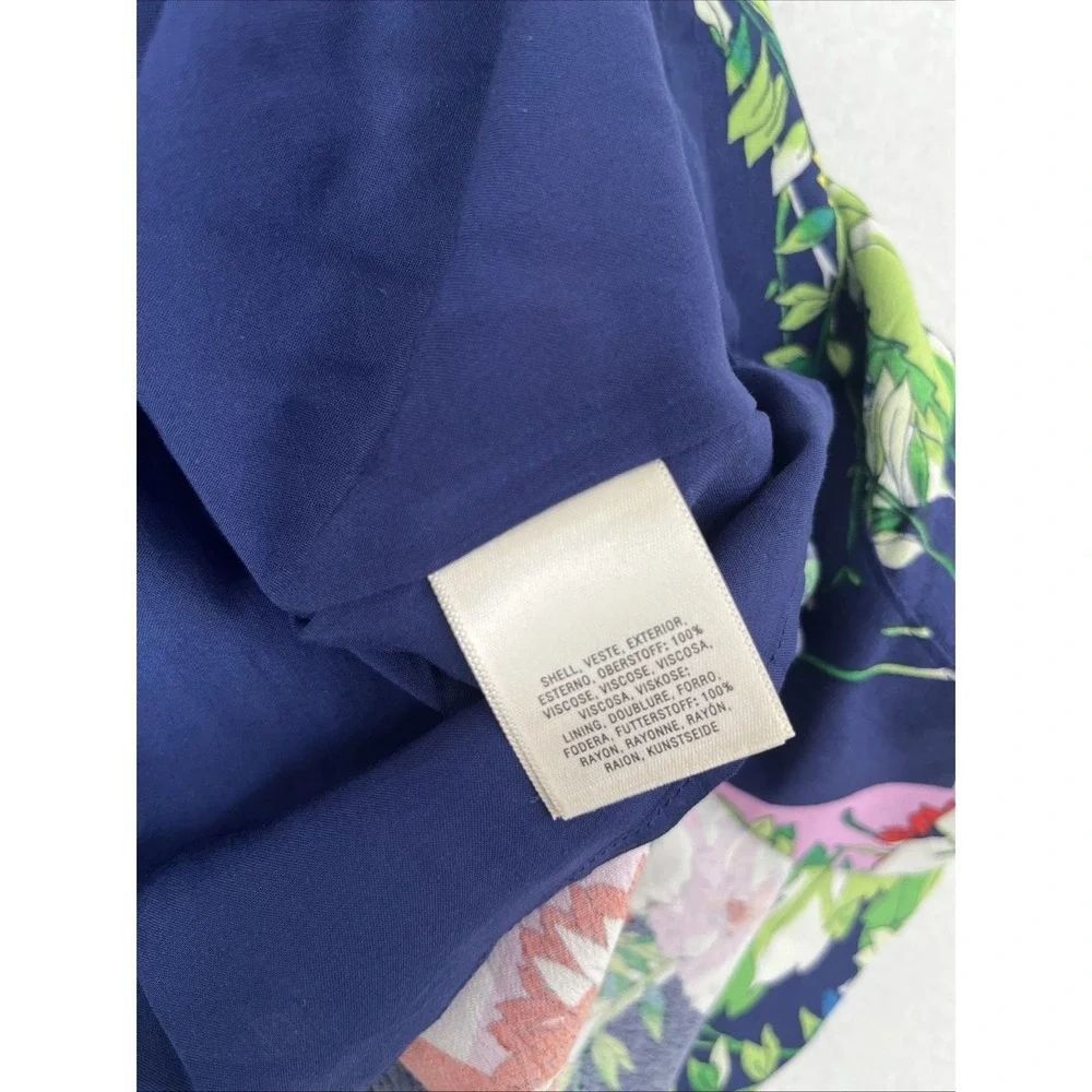 Anthropologie Maeve Spirited Midi Dress Blue Motif Floral 4P NWT
